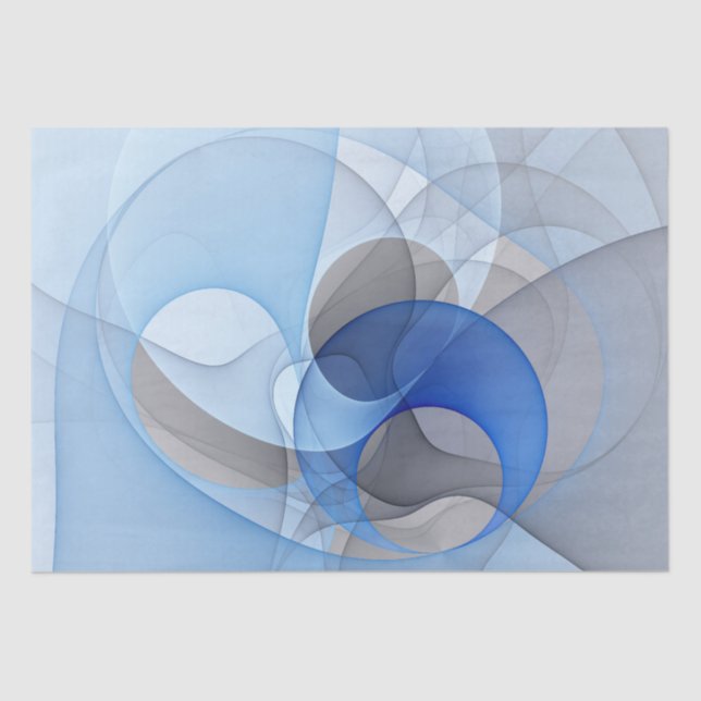 Papier Mousseline Graphique d'art fractal gris bleu Abstrait moderne (Recto)