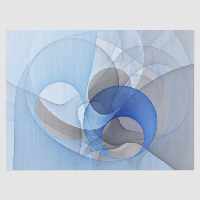 Papier Mousseline Graphique d'art fractal gris bleu Abstrait moderne (Recto)