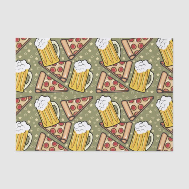 Papier Mousseline Graphique de bière et de pizza (Recto)