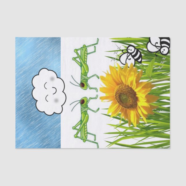 Papier Mousseline Grasshopper en papier tissu Grass Sun Bumblebee (Recto)