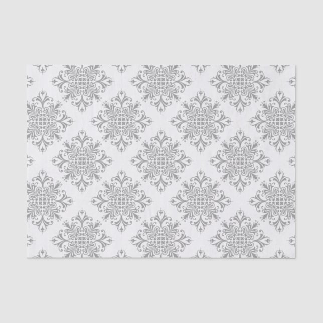 Papier Mousseline Gray élégant sur Damask blanc (Recto)