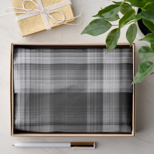 Papier Mousseline Gray Plaid Tissue Paper (Cadeau)