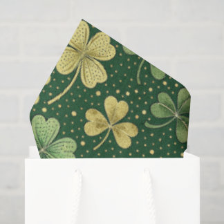 Papier Mousseline Green And Gold Shamrocks