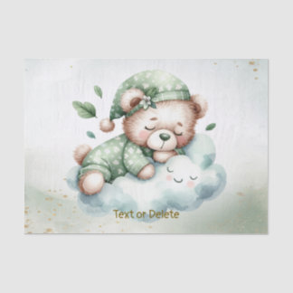 Papier Mousseline Green Boho Sleeping Teddy Bear mignonne Party