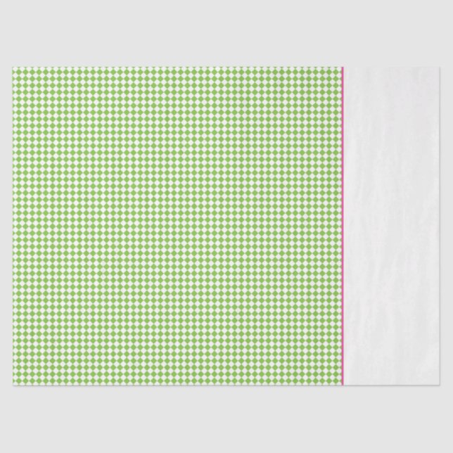 Papier Mousseline Green Checker rose blanc Noël festif (Recto)