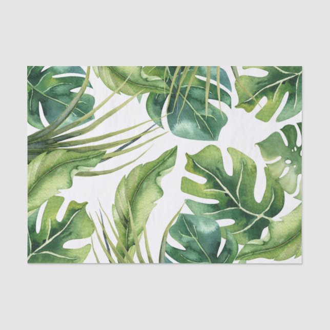 Papier Mousseline Green Elegant Tropical Summer Palm Feuille Chic (Recto)