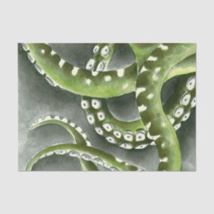 Papier Mousseline Green Grey Tentacles
