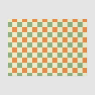 Papier Mousseline Green Orange Brown À damiers En vichy Motif