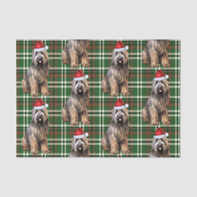 Papier Mousseline Green Plaid Briard Shepherd Amoureux des chiens Ho (Recto)