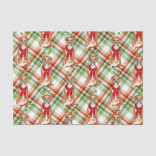 Papier Mousseline Green Plaid et Noël Boxer Amoureux des chiens Holi