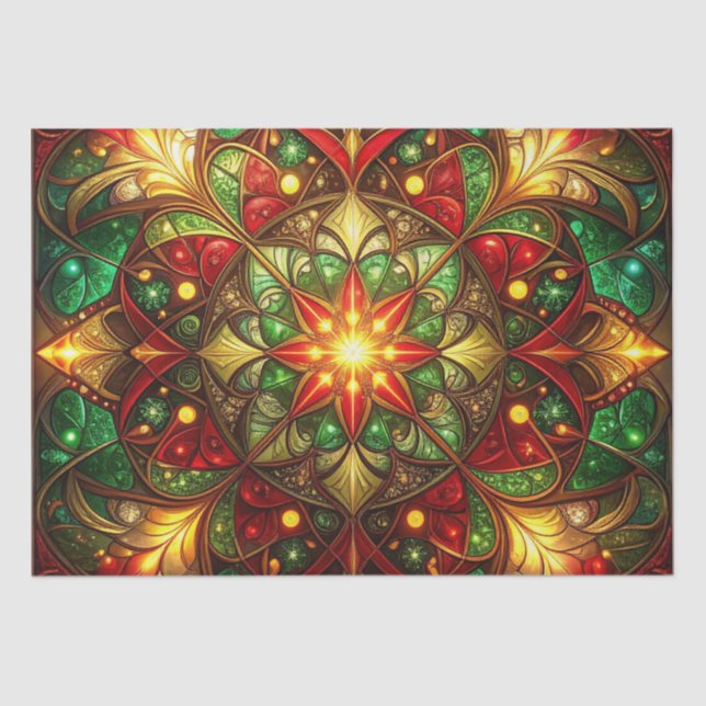 Papier Mousseline Green Red Decorative Holiday Tissue Paper (Recto)