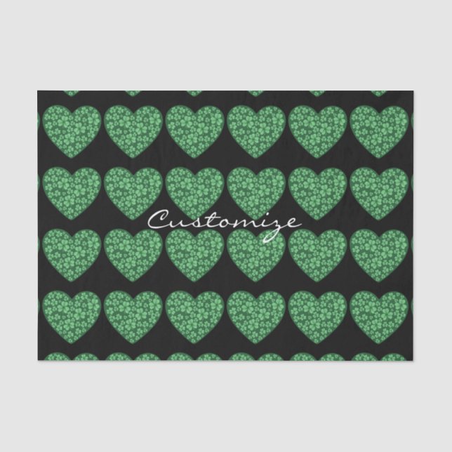 Papier Mousseline Green Shamrock Heart St Patrick's Day (Recto)