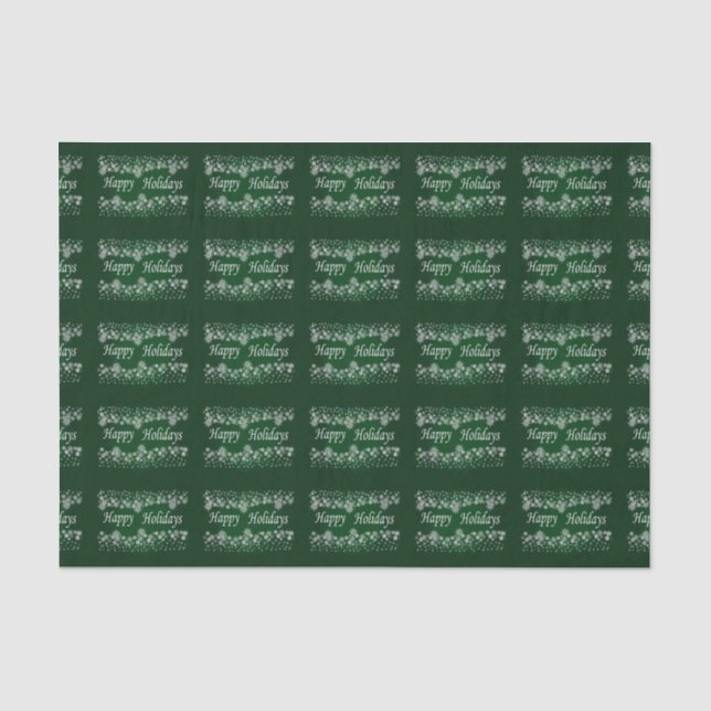 Papier Mousseline Green Shining Stars Happy Holiday Tissue Paper (Recto)