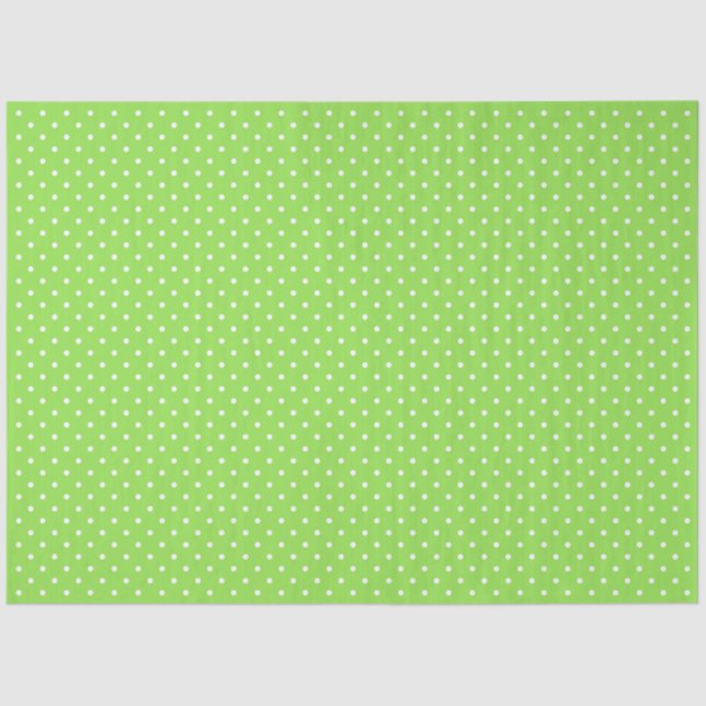 Papier Mousseline Green With White Polka Dots (Recto)