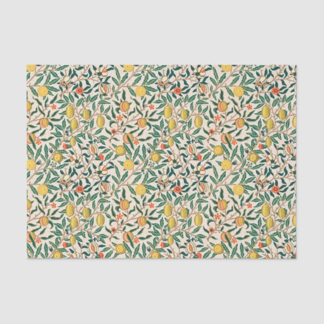 Papier Mousseline Grenade William Morris doux original sur blanc (Recto)