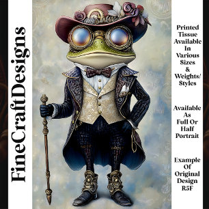 Papier Mousseline Grenouille anthropomorphe steampunk cool R5F décou