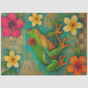 Papier Mousseline Grenouille des arbres rouges - Découpage tropicale