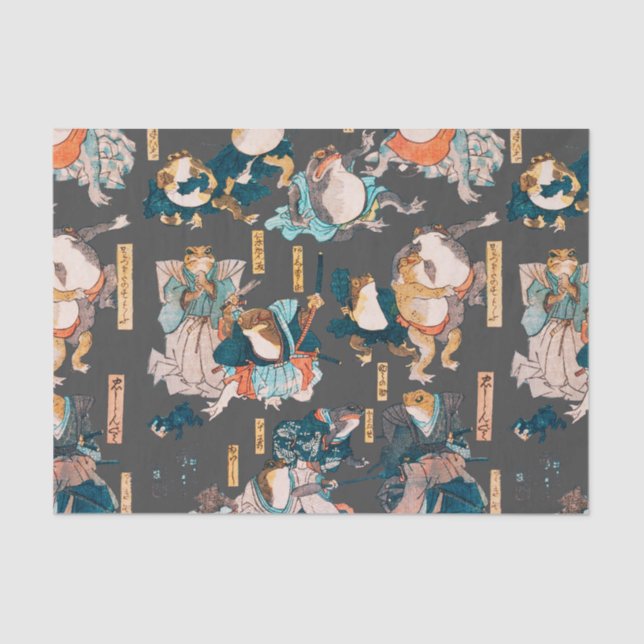 Papier Mousseline Grenouille japonaise ukiyo-e Froggies (Recto)