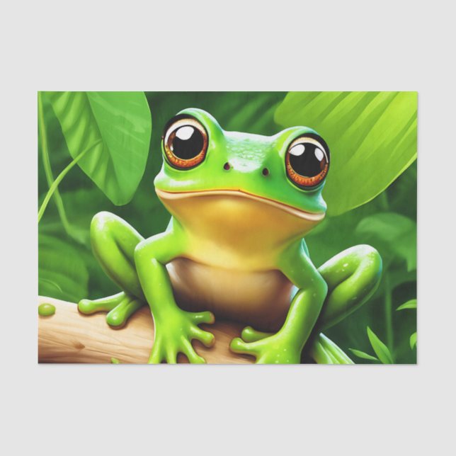 Papier Mousseline Grenouille sur branche Nature Art (Recto)