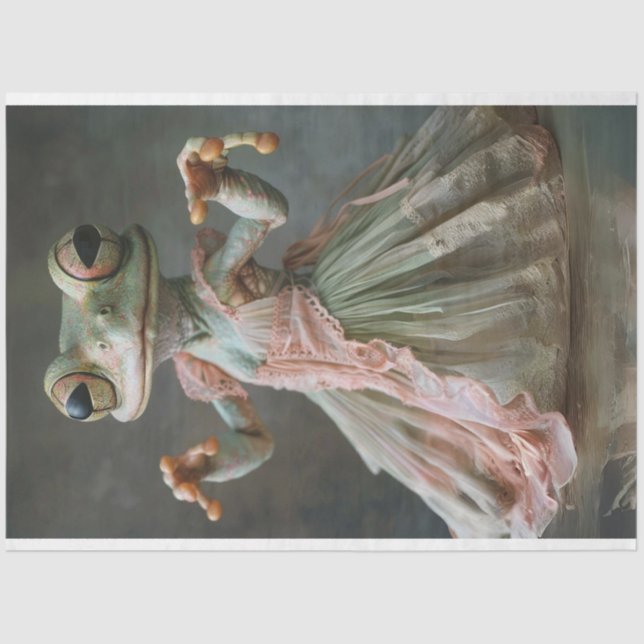 Papier Mousseline Grenouille Whimsical Green Dancing dans Tutu Decou (Recto)