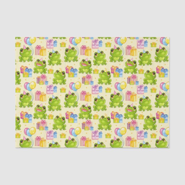 Papier Mousseline Grenouilles d'anniversaire (Recto)