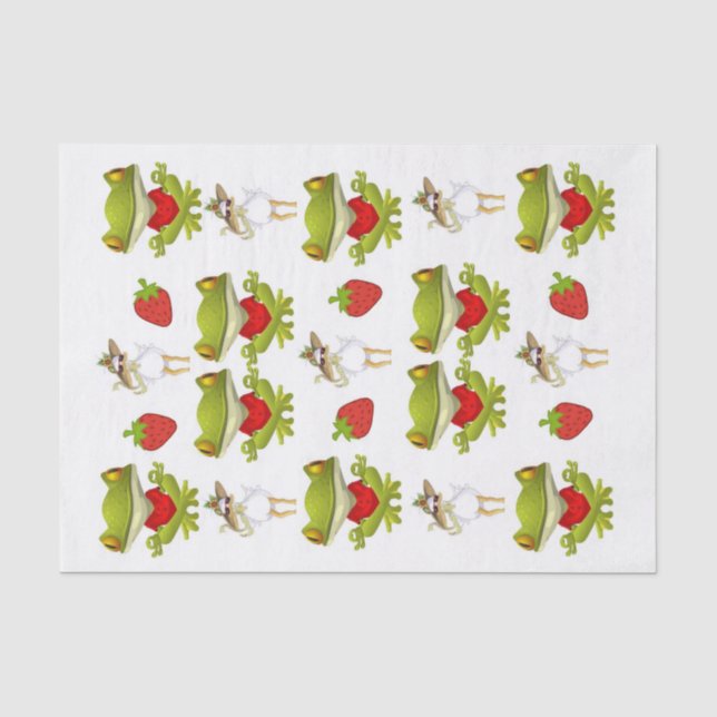 Papier Mousseline Grenouilles en papier de tissus Poulet fraise (Recto)