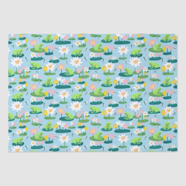 Papier Mousseline Grenouilles et Lily Pads BABY SHOWER mignon Enfant (Recto)