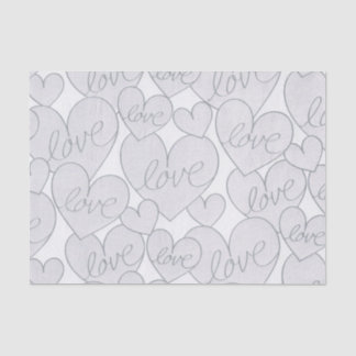Papier Mousseline Grey Heart Love Mariage Élégant
