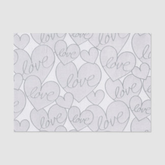 Papier Mousseline Grey Heart Love Wedding Élégant