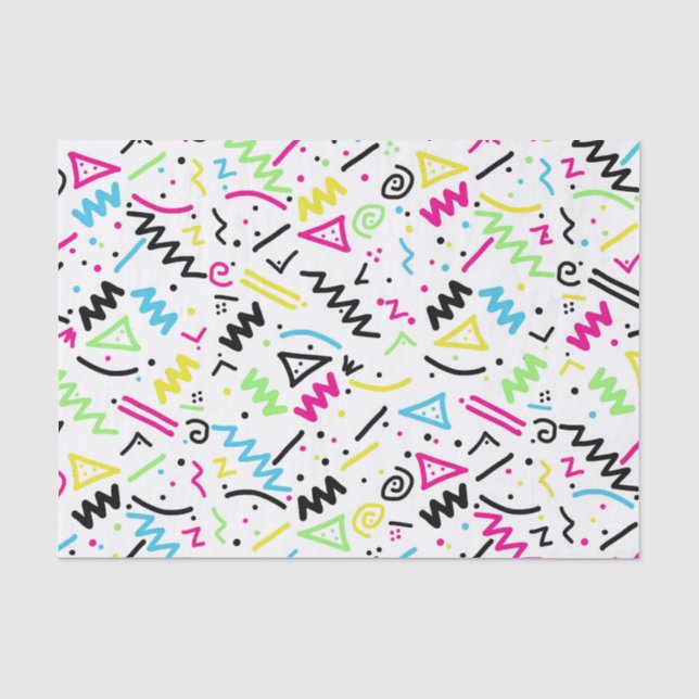 Papier Mousseline Griffonnage jaune vert-bleu rose au néon des (Recto)