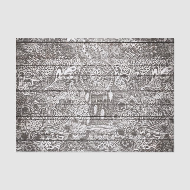 Papier Mousseline Griffonnages floraux de dreamcatcher rustique (Recto)