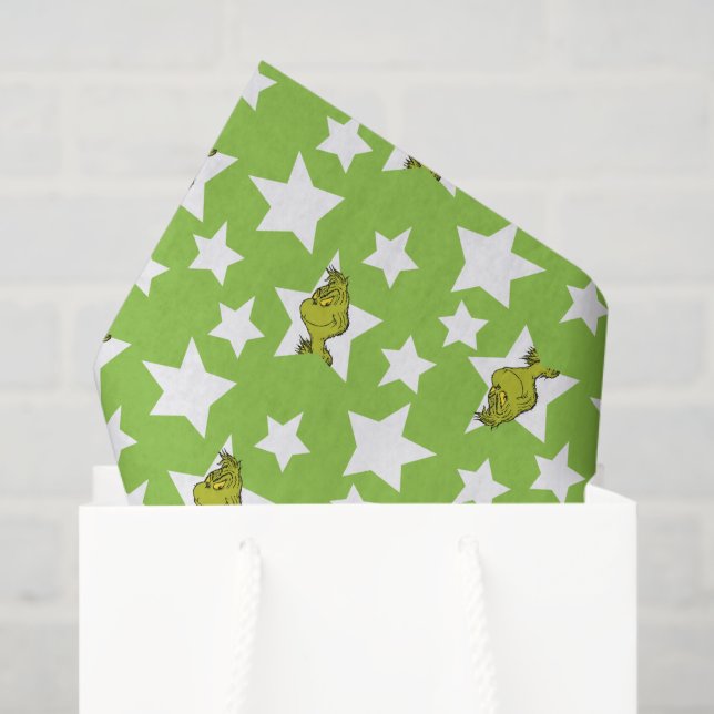 Papier Mousseline Grinch Peeking Star Pattern (Sac cadeau)