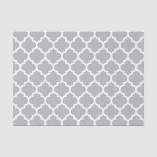 Papier Mousseline Gris Gris Blanc Marocain Quatrefoil Motif #5