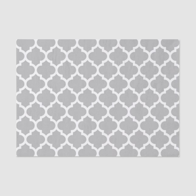 Papier Mousseline Gris Gris Blanc Marocain Quatrefoil Motif #5 (Recto)