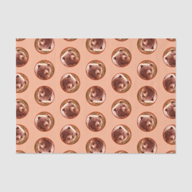 Papier Mousseline Grizzly Bear Cub dans Fireweed Peinture Art de la  (Recto)