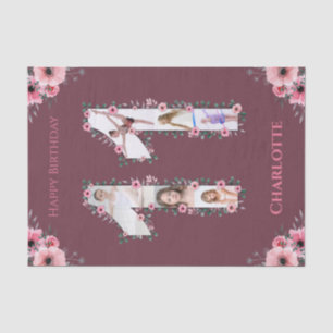 Papier Mousseline Gros 11e anniversaire fille photo Collage Fleur ro