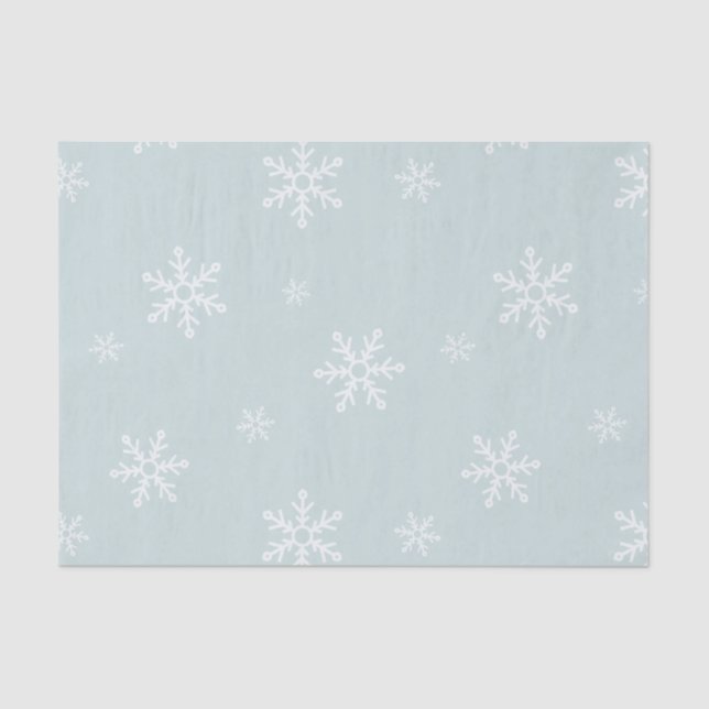 Papier Mousseline Gros flocons de neige sur Icy Blue (Recto)