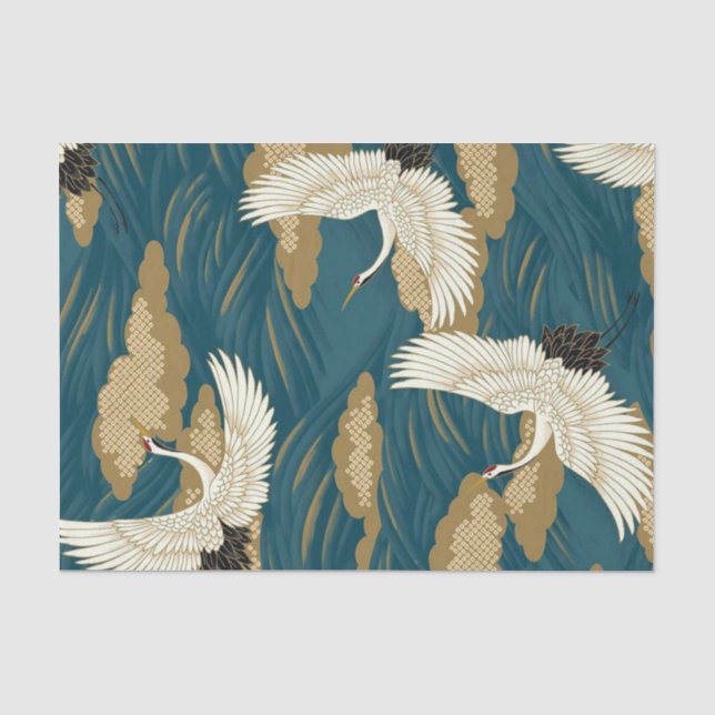 Papier Mousseline Grues japonaises (Recto)