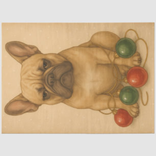 Papier Mousseline Grumpy Frenchie Noël Ornements Vintages