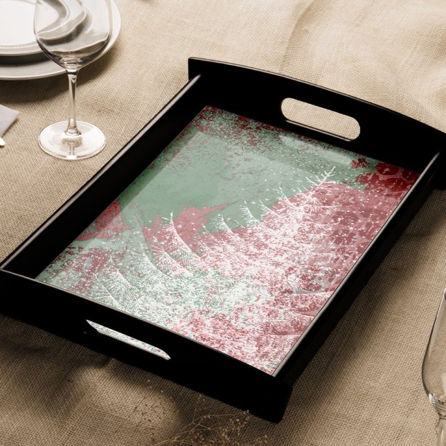 Papier Mousseline Grunge de Noël | Arbre XMas vert et blanc rouge (Créateur téléchargé)