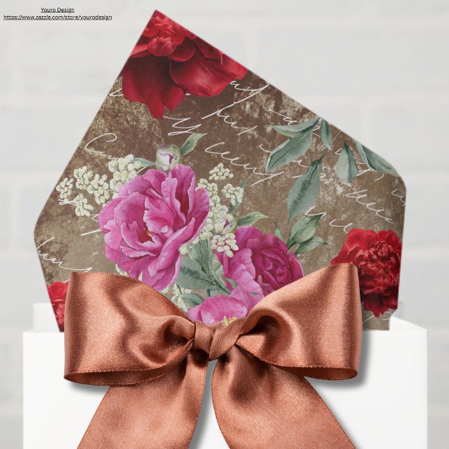 Papier Mousseline Grunge écorce bois Oeuvre rustique Peonies Découpa (Créateur téléchargé)