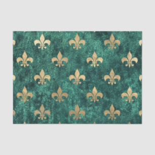 Papier Mousseline Grunge Green Velvet Fleur De Lis Mardi Gras