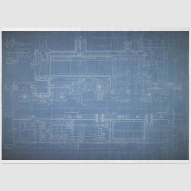 Papier Mousseline Grunge Train Blueprint Mobilier Decoupage Papier (Recto)
