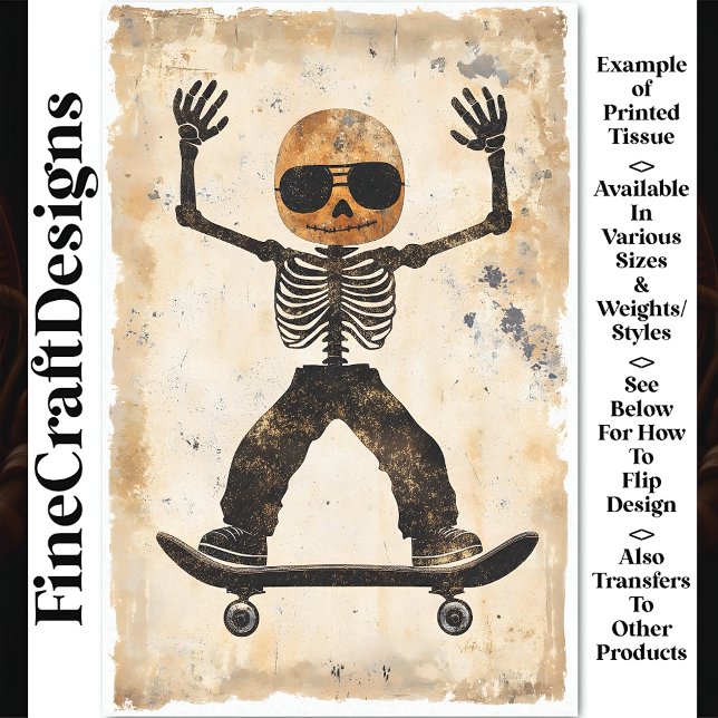 Papier Mousseline Grungy Edgy Skateboard Skeleton AJ9 Decoupage (Créateur téléchargé)