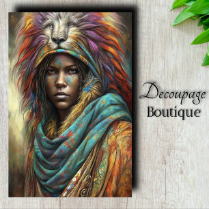 Papier Mousseline Guerrier Lion Esprit Découpage