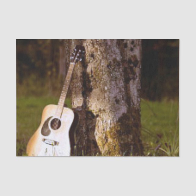 Papier Mousseline guitare acoustique contre arbre (Recto)