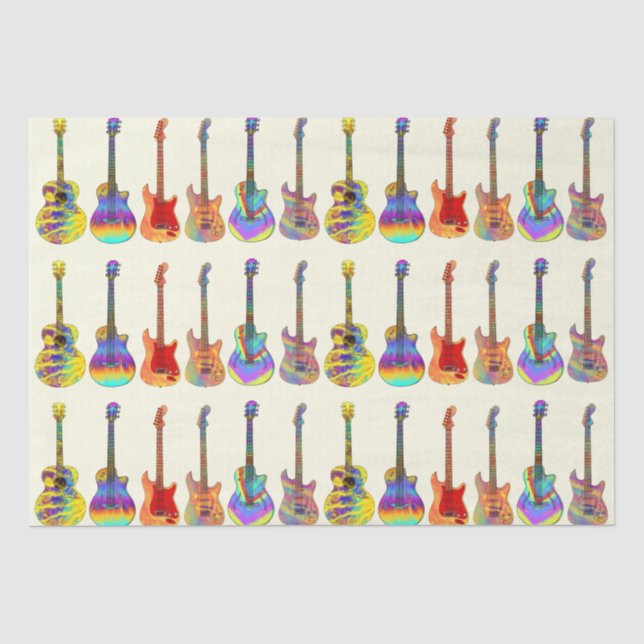 Papier Mousseline Guitares Motif coloré (Recto)