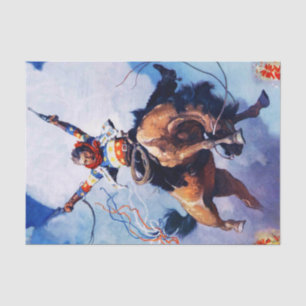 Papier Mousseline “Guns Ablazing” Œuvre Western par NC Wyeth