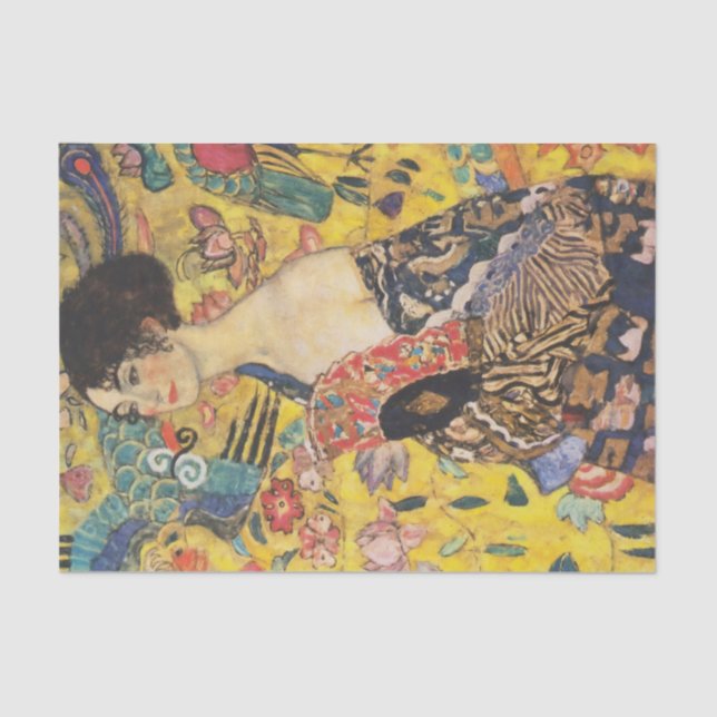 Papier Mousseline Gustav Klimt Lady With Fan Art Nouveau Painting (Recto)