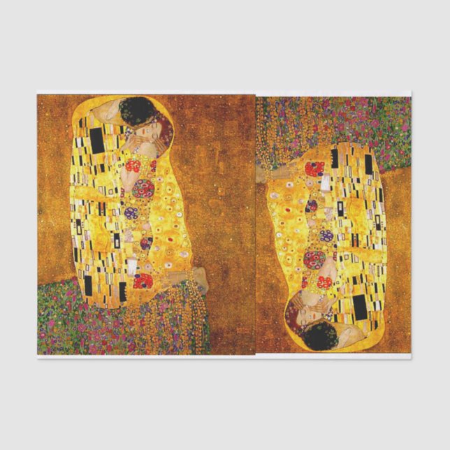 Papier Mousseline Gustav Klimt, Le Baiser, Papier    Tissu (Recto)